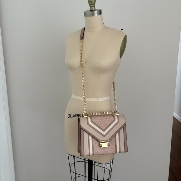 Michael Kors Rose Signature Coated Canvas and Leather Whitney Shoulder Bag - Picture 5 of 14